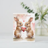 Romantische Konijn Vakantieansichtkaart Feestdagenkaart (Staand voorkant)