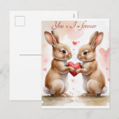 Romantische Konijn Vakantiekaart Feestdagenkaart (Voorkant / Achterkant)