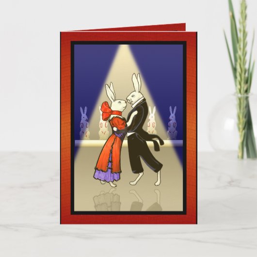  Romantische Konijnen Dansen v2 Gepersonaliseerd Kaart (Voorkant)