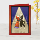  Romantische Konijnen Dansen v2 Gepersonaliseerd Kaart (Gele Bloem)