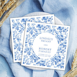 Romantische Koninklijke Blauwe Toile Rozen Bruilof Servet