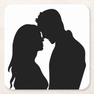 ROMANTISCHE KOPEL SILHOUETTE KARTONNEN ONDERZETTERS