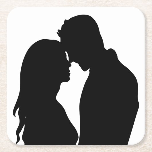 ROMANTISCHE KOPEL SILHOUETTE KARTONNEN ONDERZETTERS (Voorkant)