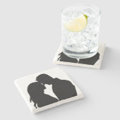 ROMANTISCHE KOPEL SILHOUETTE STENEN ONDERZETTER (Zijkant)