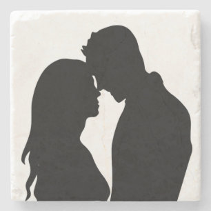 ROMANTISCHE KOPEL SILHOUETTE STENEN ONDERZETTER