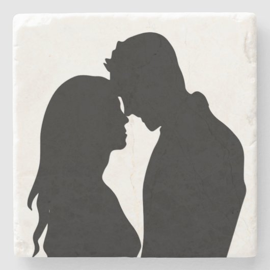 ROMANTISCHE KOPEL SILHOUETTE STENEN ONDERZETTER (Voorkant)