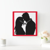 ROMANTISCHE KOPEL SILHOUETTE VIERKANTE KLOK (Huis)