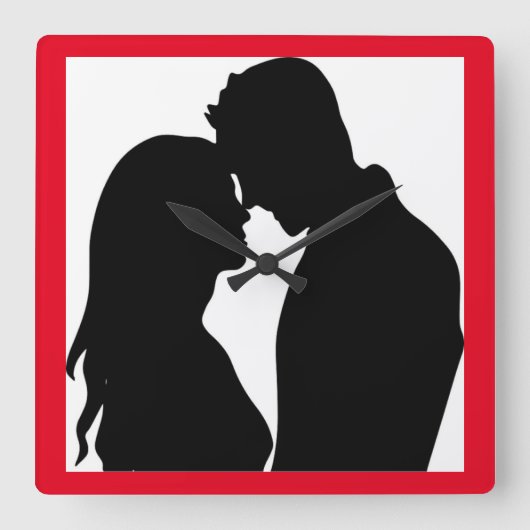 ROMANTISCHE KOPEL SILHOUETTE VIERKANTE KLOK (Voorkant)