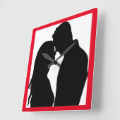 ROMANTISCHE KOPEL SILHOUETTE VIERKANTE KLOK (Hoek)
