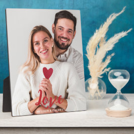 Romantische Koppel Foto Rode Liefde Typografie Naa Fotoplaat