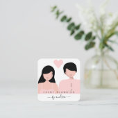 Romantische koppel illustratie bruid bruidegom huw vierkante visitekaartje (Staand voorkant)