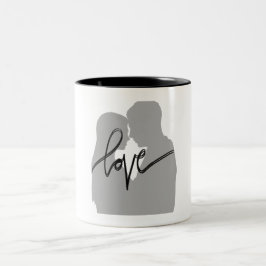 Romantische Koppel Silhouet Liefdescitaat Twee-Ton Tweekleurige Koffiemok