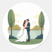 Romantische koppel verlovingsstickers ronde sticker (Voorkant)