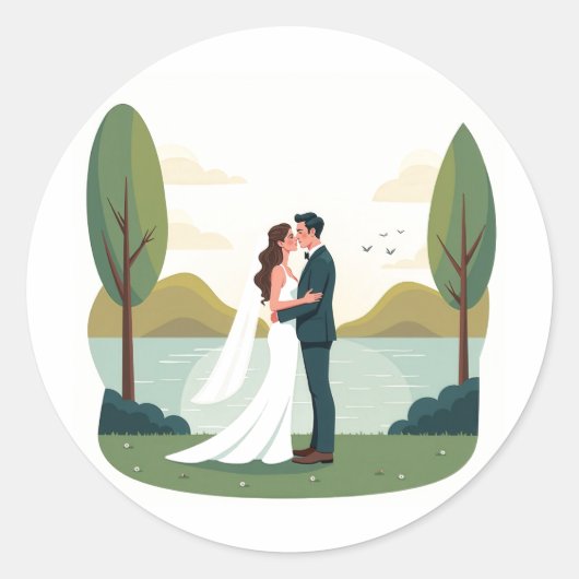 Romantische koppel verlovingsstickers ronde sticker (Voorkant)