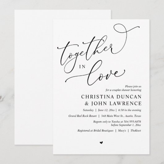 Romantische koppels douchen feest, samen verliefd kaart (Voorkant / Achterkant)