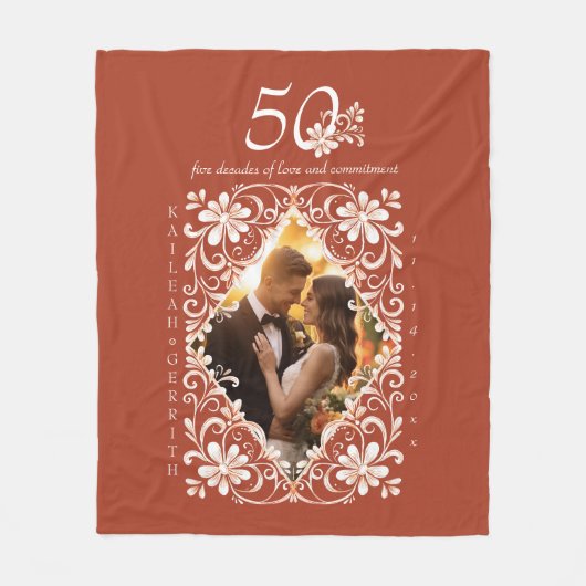Romantische koppels Foto Red Rust 50 Jubileum Fleece Deken (Voorkant)