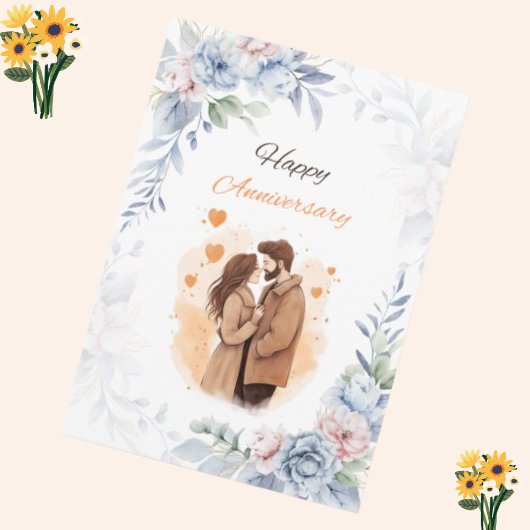 Romantische koppels vieren hun jubileum kaart