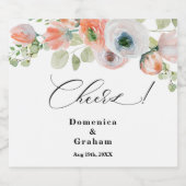 Romantische koraal bloemenbruiloft bier etiket (Enkel label)