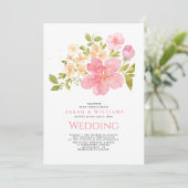 Romantische koraal perzik bloemen bloemenboho brui kaart (Staand voorkant)