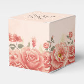 Romantische Koraal Rozen Tuin Trouwplein Bedankdoosjes (Voorkant Zijde)