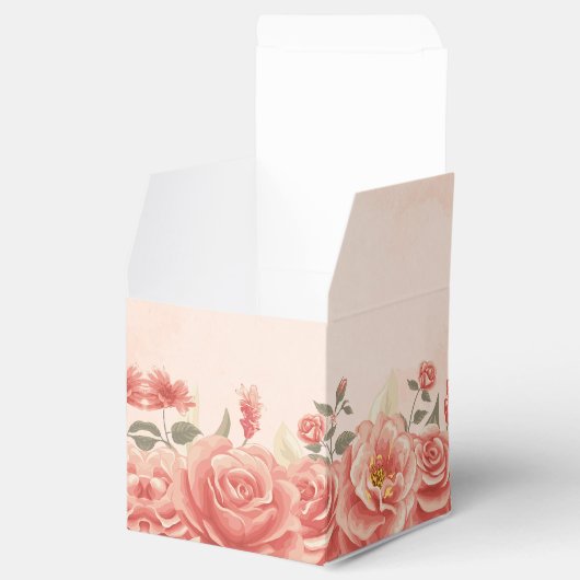 Romantische Koraal Rozen Tuin Trouwplein Bedankdoosjes (Geopend)