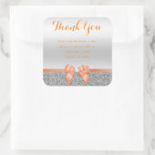 Romantische koraalboog en zilveren glitters Bedank Vierkante Sticker (Tas)