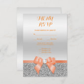 Romantische koraalboog & zilveren glitters RSVP (Voorkant / Achterkant)