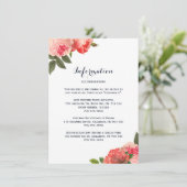 Romantische koraalrode pioen detailkaarten informatiekaartje (Staand voorkant)