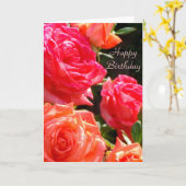 Romantische koraalrozen kaart (Gele Bloem)