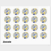 Romantische Korenbloem Blauw en Geel Bloemen Ronde Sticker (Vel)