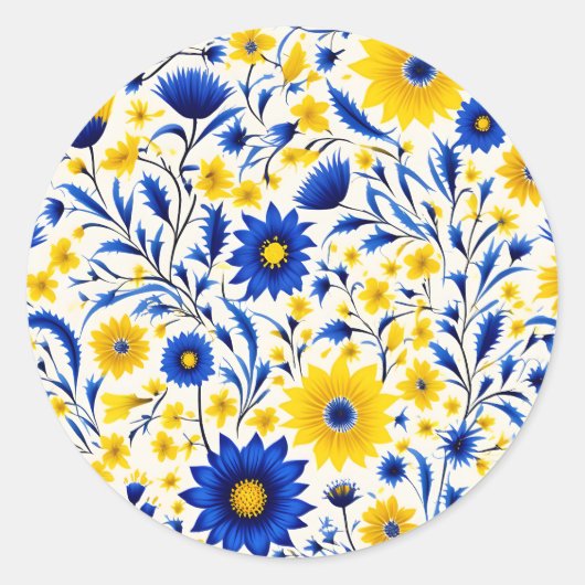 Romantische Korenbloem Blauw en Geel Bloemen Ronde Sticker (Voorkant)