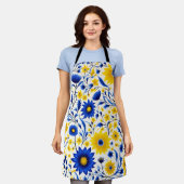 Romantische Korenbloem Blauw en Geel Bloemen Schort (Gedragen)