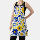 Romantische Korenbloem Blauw en Geel Bloemen Schort (Insitu)