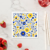 Romantische Korenbloem Blauw en Geel Bloemen Servet (Insitu)