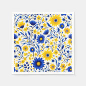 Romantische Korenbloem Blauw en Geel Bloemen Servet (Voorkant)