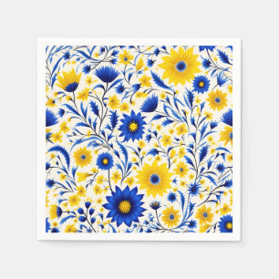 Romantische Korenbloem Blauw en Geel Bloemen Servet