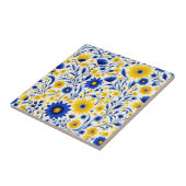 Romantische Korenbloem Blauw en Geel Bloemen Tegeltje (Zijkant)