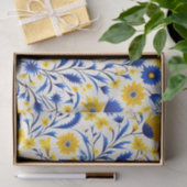 Romantische Korenbloem Blauw en Geel Bloemen Tissuepapier (Geschenk)