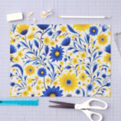 Romantische Korenbloem Blauw en Geel Bloemen Tissuepapier (Craft)