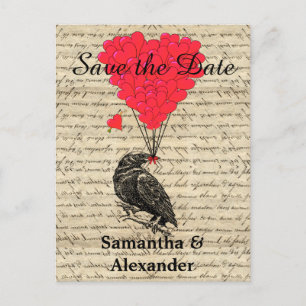 Romantische  kraai save the date aankondigingskaart