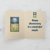 Romantische kranen Moon gepersonaliseerde Jubileum Kaart (Binnen)