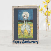Romantische kranen Moon gepersonaliseerde Jubileum Kaart (Gele Bloem)