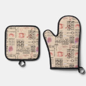 Romantische  krant ovenwant & pannenlap set (Voorkant)