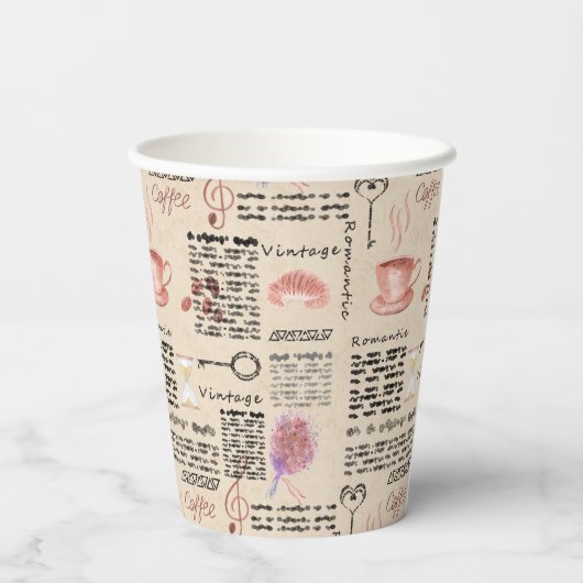 Romantische  krant papieren bekers (Achterkant)