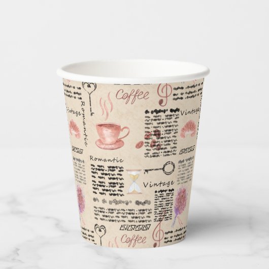Romantische  krant papieren bekers (Voorkant)