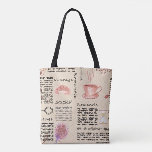 Romantische  krant tote bag (Achterkant)