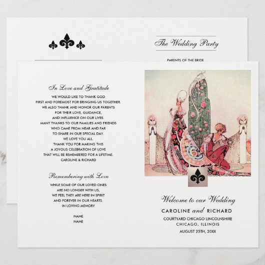 Romantische  kunst gevouwen weddenschap (Voorkant / Achterkant)