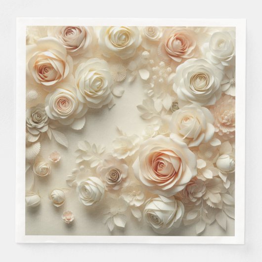 Romantische kunst met grillige verspreide Rozen Servet (Voorkant)