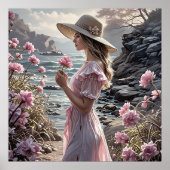 Romantische kunst Poster van de mooie vrouw in de  (Voorkant)