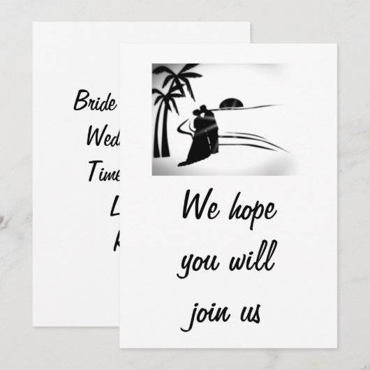 ROMANTISCHE KUPLE WEDDING INVITATIE KAART (Voorkant / Achterkant)